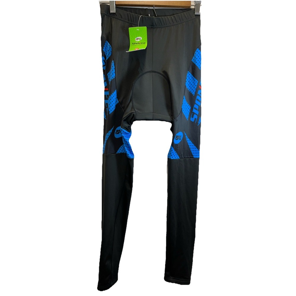 Sponeed Pants Mens‎ M Cycling Padded Bottom Stretch Waist Compression Black Blue